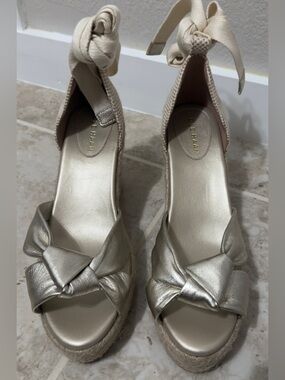 Cole Haan Women's Cloudfeel Hampton Wedge In Soft Gold Color (Size 10 B).